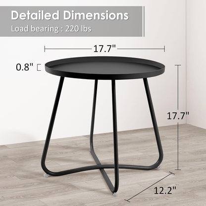 18-Inch Jerry & Maggie Metal Patio Table - Indoor/Outdoor Round Side Table with Adjustable Feet for Living Room