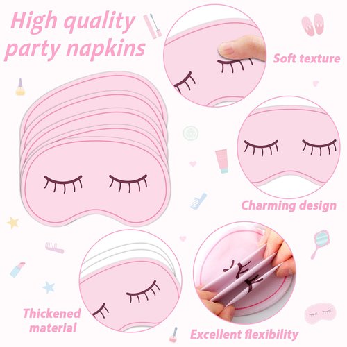 96Pcs Spa Party Decorations Spa Paper Plates Napkins Pink Sleepover Tableware Dinnerware Set Slumber Spa Party Supplies Dinner Dessert Plates for Girls Makeup Birthday Pajama Party Favors Table Decor