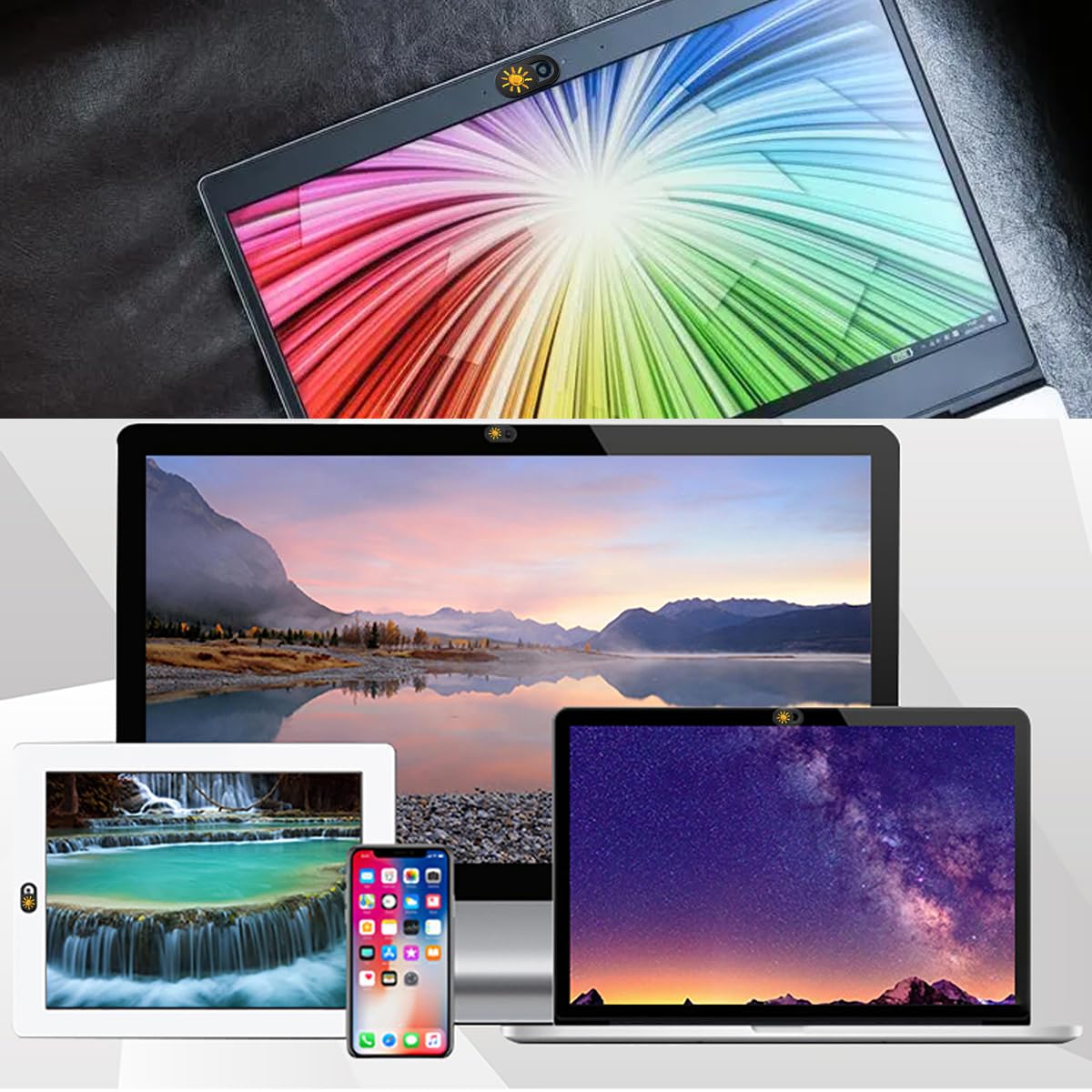 SIREG Webcam Cover Ultra Thin - Web Camera Cover fits Laptop,Tablet,Computer, Smartphone, Protect Your Privacy and Security,Strong Adhesive (Monkey-Black & 3 Pack)