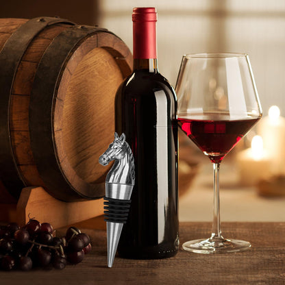 LULLEA Horse Head Wine Stopper, Horse Wine Gifts Birthday Gifts for Men Women, Bottle Stoppers for Wine Champagne, Dark Silver with Gift Box