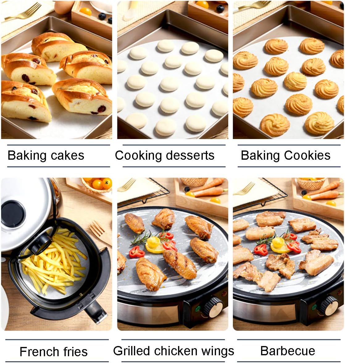200pcs 8 Inch Parchment Paper Rounds - Unbleached Baking Paper for Air Fryer, Nonstick