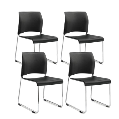 OEF Furnishings OEF8810-11-10/4 Commercial Stack Chair (Hard Plastic Seat and Back, Black, Chrome Frame, 4-Pack)