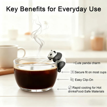 Mini Food Cooling Fan, USB Rechargeable Beverage Cooler for Coffee Tea Milk, 3-5 Min Fast Cooling Portable Mug Chiller, Cute Panda Desk Accessory for Home Office Kitchen