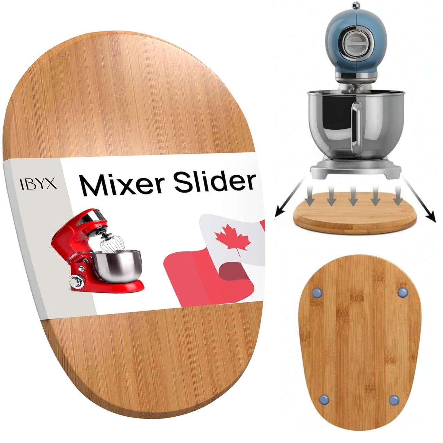Ibyx Elegant Round Sliding Tray for Your Pressure Cooker, Air Fryer & Heavy Kitchen Appliances - Sturdy, Slides Easily from Under The Cabinet (Natural, 13”)