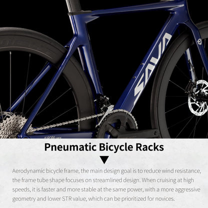 SAVADECK Carbon Fiber Road Bike, Hydraulic Oil Disc Bike with Carbon Fiber Frame and Wheelset, Lightweight Full Carbon Racing Bicycle with Shimano R7120 24S Shift Set for Adults(Dark Blue,51cm)