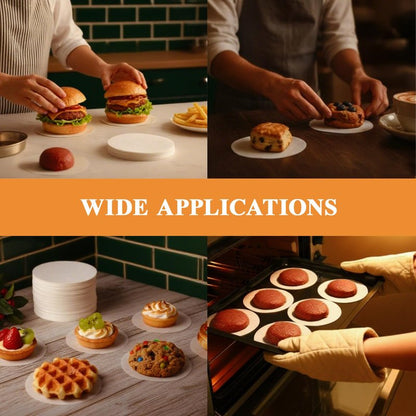 MUCHII 1000 Pcs 4.5 Inch Burger Patty Paper Rounds, White Baking Parchment Rounds, Non-Stick Sheets for Separating Patties, Baking Cookies, Bread, and More