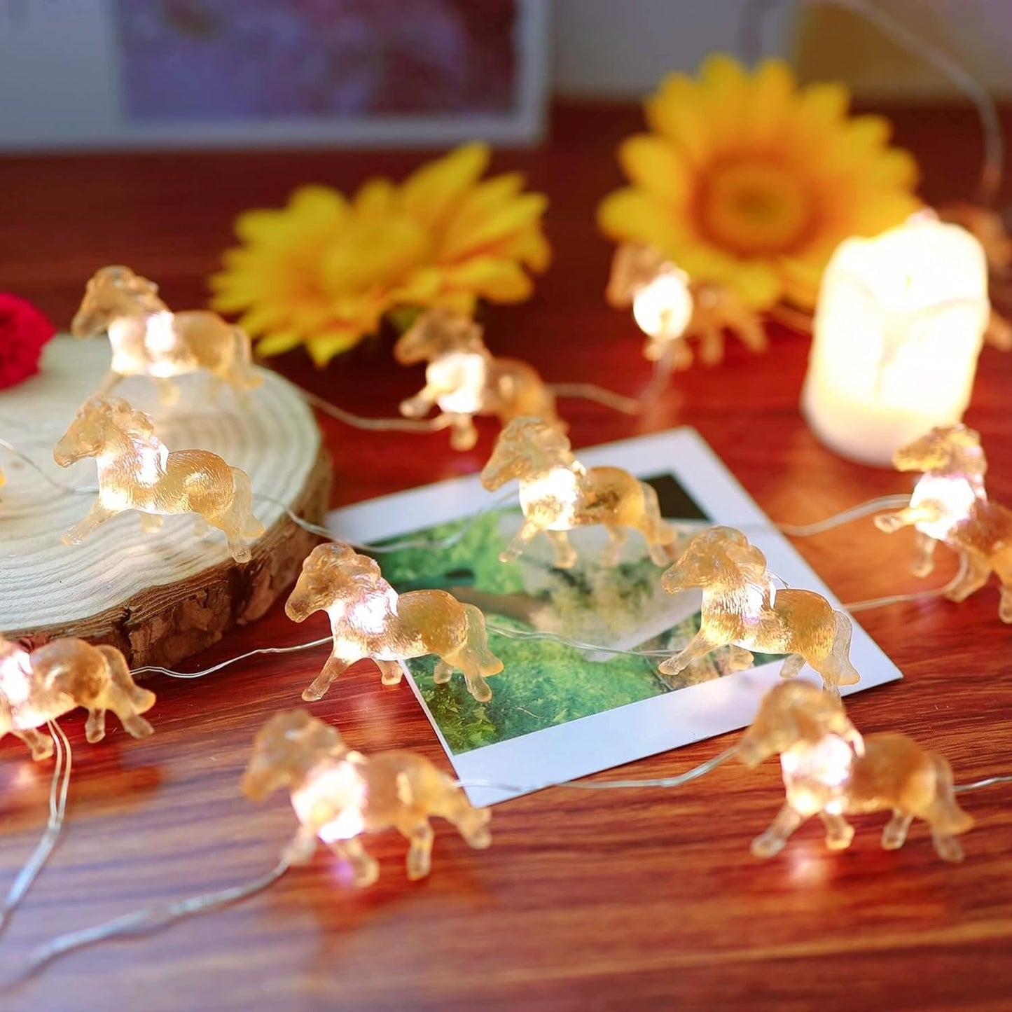20 7FT 3D Pony String Lights LED Horse Fairy Lights Battery Operated with Remote, Cute Pony Decor for Girls Bedroom