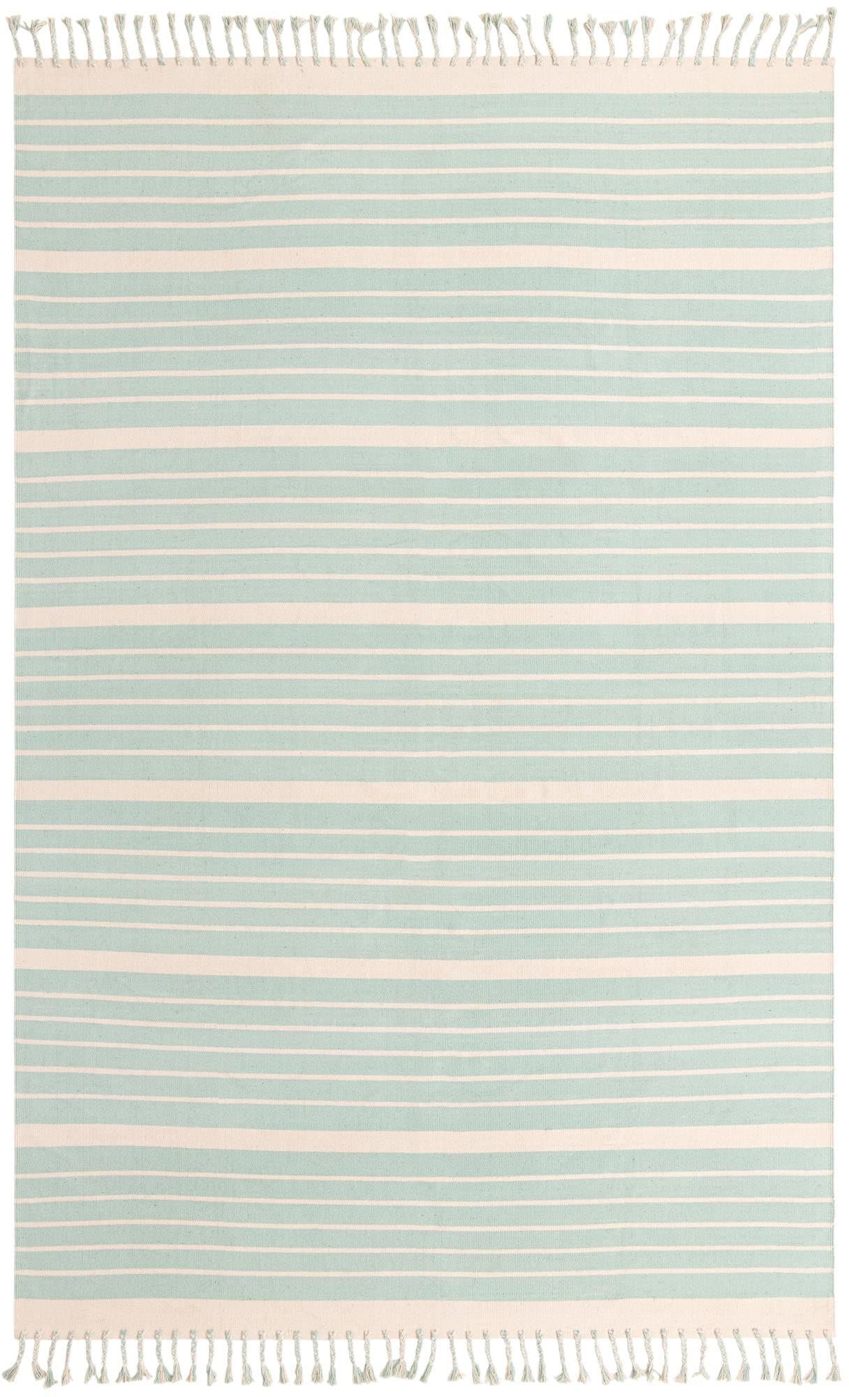 Unique Loom Chindi Cotton Collection Area Rug - Sophie (10' x 14' 1" Rectangle, Aqua and White)