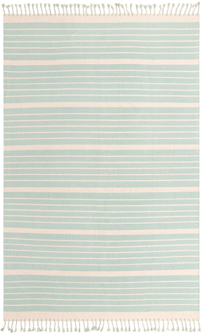 Unique Loom Chindi Cotton Collection Area Rug - Sophie (10' x 14' 1" Rectangle, Aqua and White)