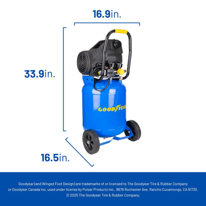 Goodyear 10 Gallon 150 PSI Oil Free Portable Vertical Electric Air Compressor