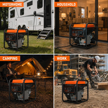 Genkins 4500 Watt Open Frame Inverter Generator 30 Amp Pure Sine Wave Noise Reduced 50% 56lbs EPA complied Gas Powered