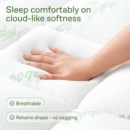 Niagara Sleep Solution King Size Mattress Topper - Ultra Soft Bamboo Viscose Pillow Top for Back Pain Relief | Naturally Cooling, Sage