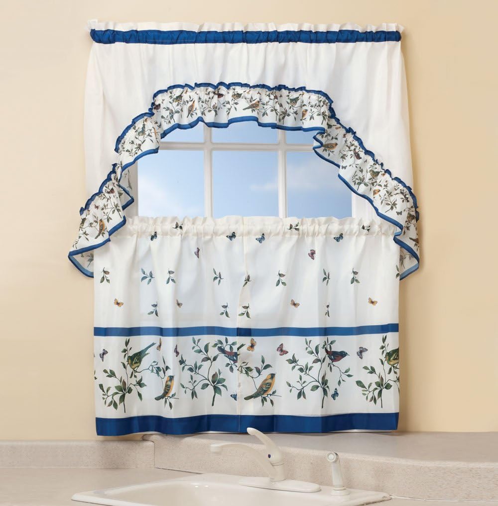 Achim Home Furnishings Love Birds Printed Tier & Swag Set (57x36)