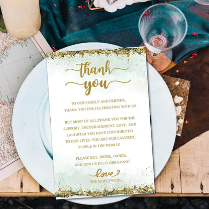 TENTADO 50 Wedding Thank You Place Cards, Thank You Table Sign for Wedding Reception, 4X6 inch