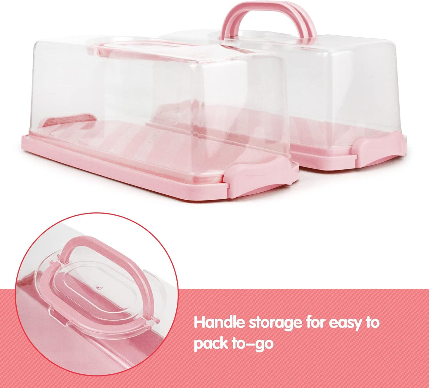2-Pack Plastic Rectangular Bread Box with Clear Lid, Loaf Cake Keeper, Portable Bread Keeper Storage Container