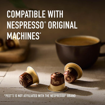 Peet's Coffee, Medium Roast Decaf Espresso Capsules, Compatible with Nespresso Original Machine, Decaffeinated Arabica Coffee - Decaf Ristretto Intensity 10, 100 CT (10 Boxes of 10 Espresso Capsules)