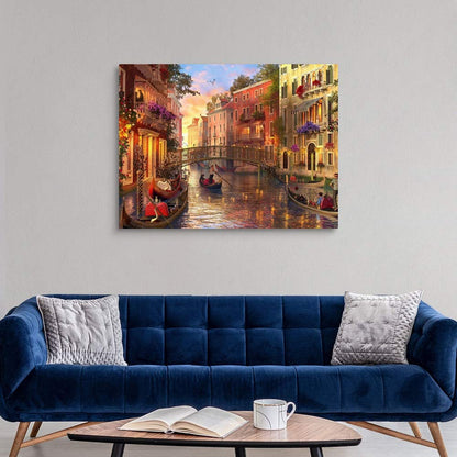 CANVAS ON DEMAND Sunset in Venice Canvas Wall Art Print by Dominic Davison, Home Decor, Design Artwork, 48"x36"