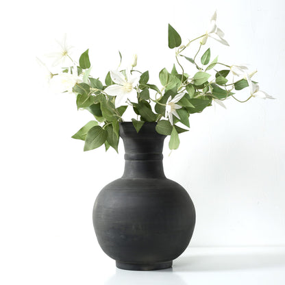 Artissance Approximately 16" Earthy Gray Ceramic Pottery Vase, Globular Shape with 5.9" Opening, Vintage Table Centerpiece for Living Room, Patio, Garden