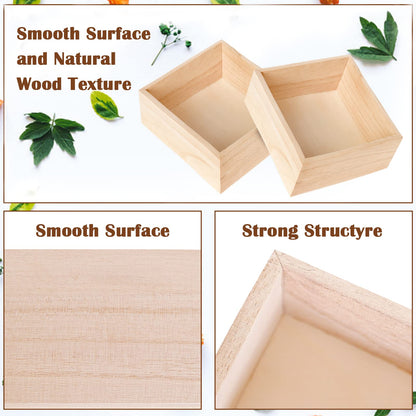 8 Pack Unfinished Wooden Box, 6 x 6 Inch Square Rustic Small Wooden Box Craft Organizer Container for Storage, Home Decor, Art Collectibles, Desktop Decor, Succulent Plant Pot, Drawer, DIY Craft