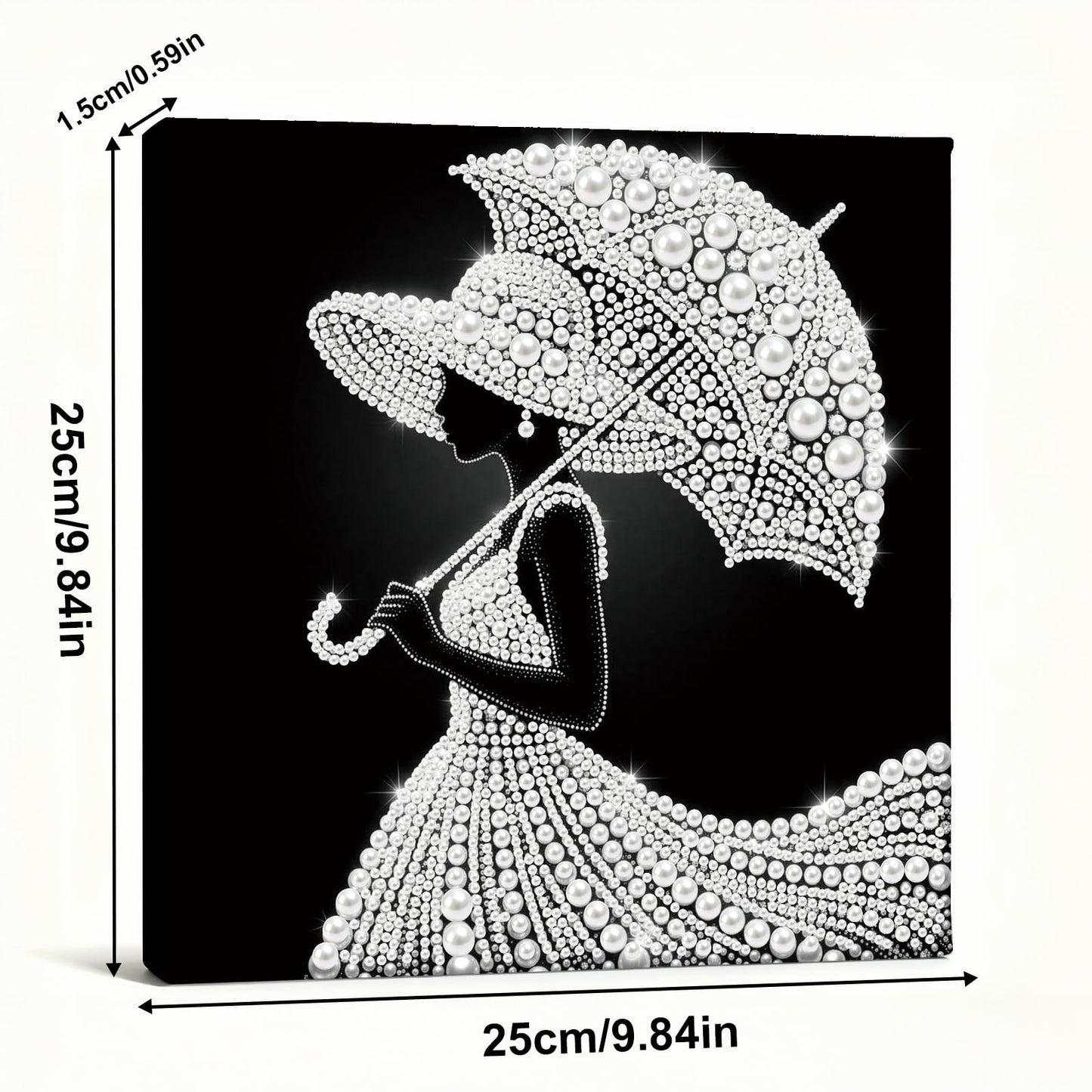 pigpigboss Umbrella Lady Diamond Painting Kit with Wooden Frame, Special Shaped Pearl Diamond Art for Adults Beginners Home Wall Decor (9.84 x 9.84 x 0.59 inches)
