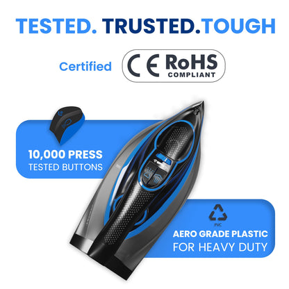 Xabitat Luxury Cordless Iron | 1500W Steam Iron | Anti Drip | Thermal Protection Technology | Nonstick Ceramic Soleplate | 2-in-1 Cord/Cordless (Black + Blue)