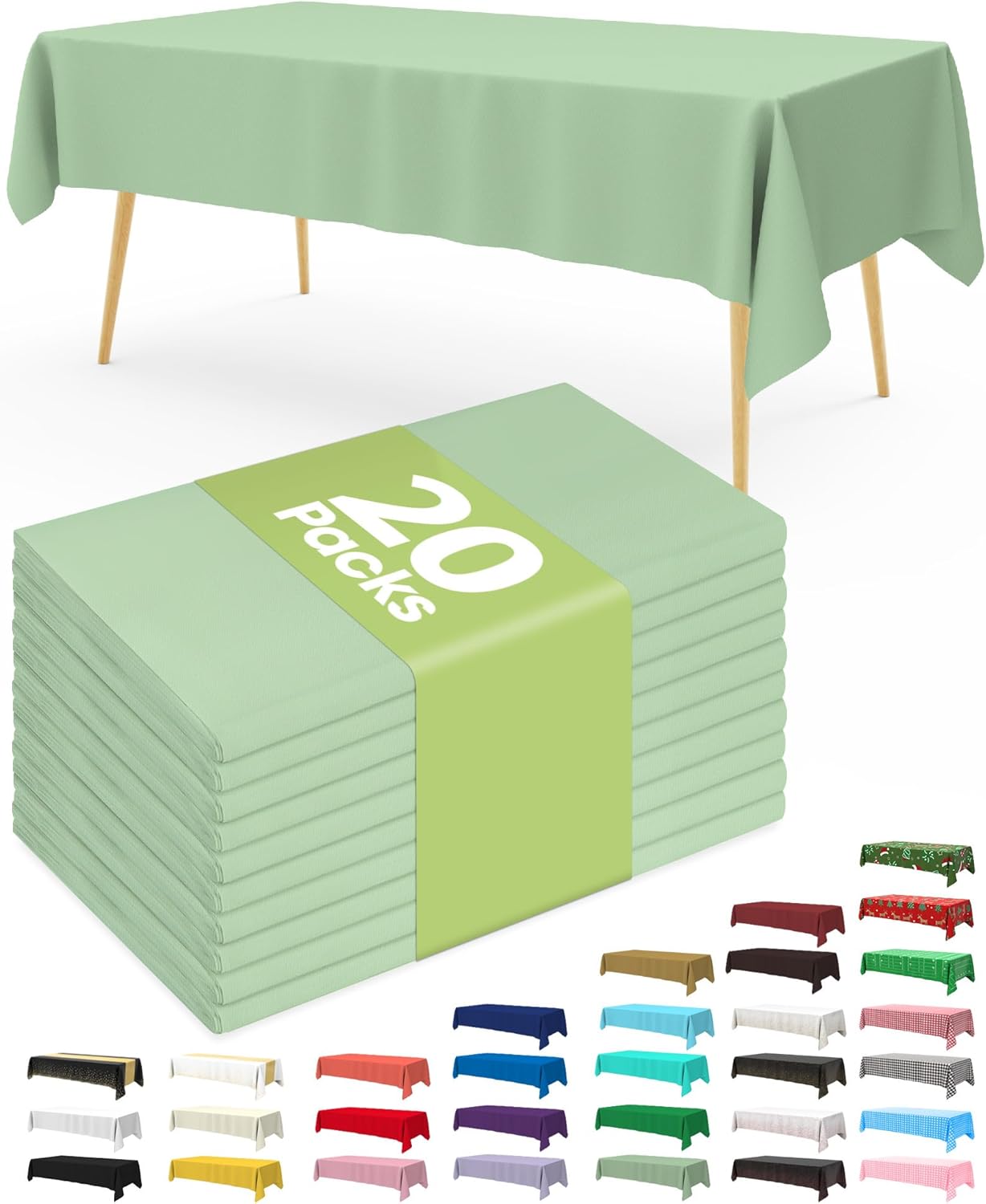 20 Pack, 54 108 Inch Pureegg Plastic Table Cloth Disposable x Table Cloths, Easter Party, Decorative Tablecloths