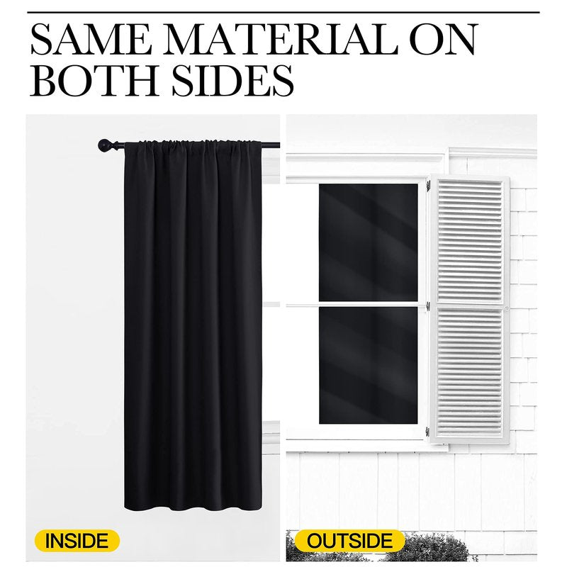 NICETOWN Short Curtains 36 inches Long, Black Out RV Bunk Panels, Kitchen Window Curtains Over Sink, Thermal Insulating Blackout Drapes/Draperies for Small Window (2 Panels, 42 inches Wide)