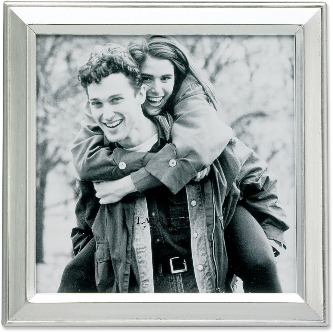 Lawrence Frames Brushed Silver Plated Metal Picture Frame, 5x5