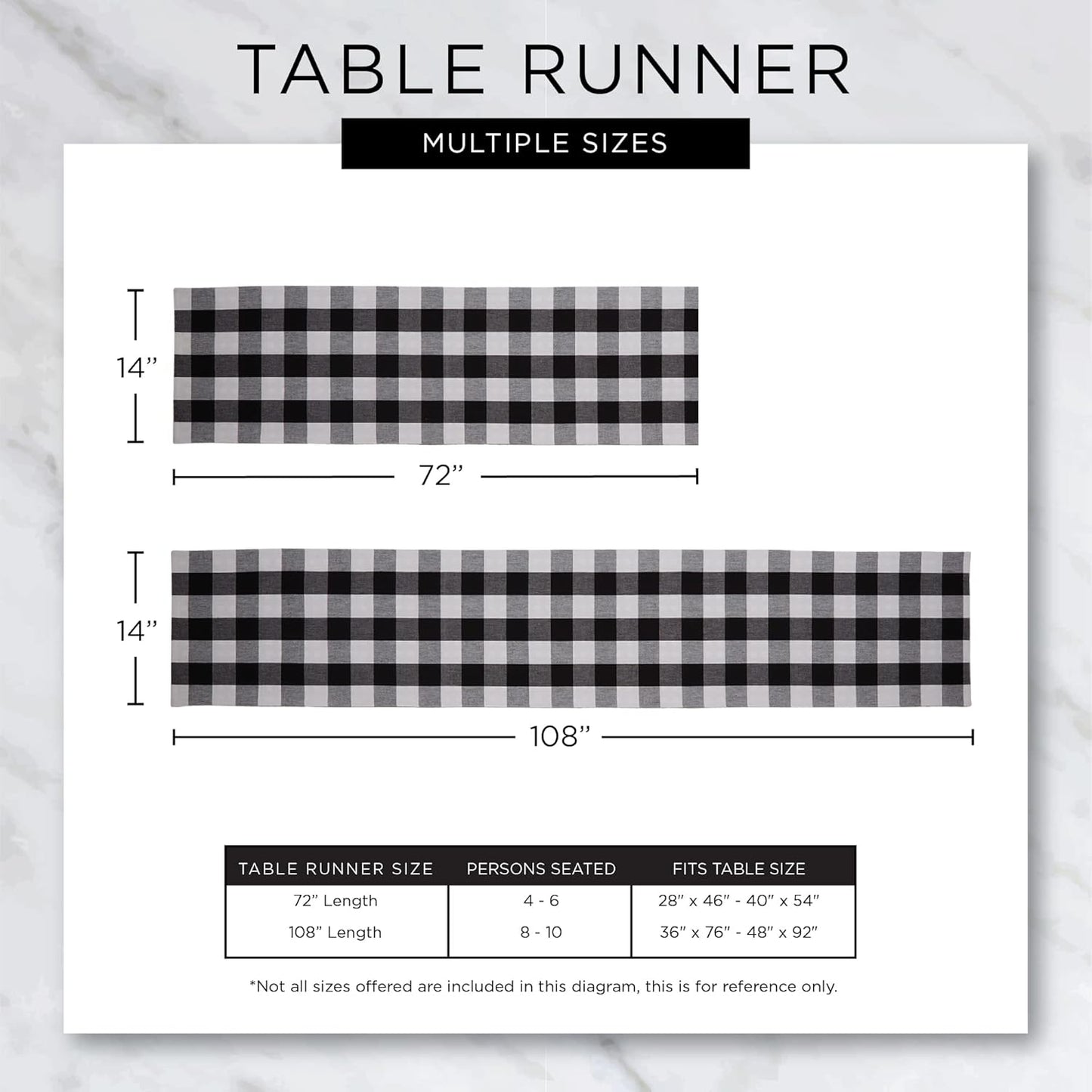 DII - Heavyweight Fringed Check Table Runner, 14x72, Stone Brown
