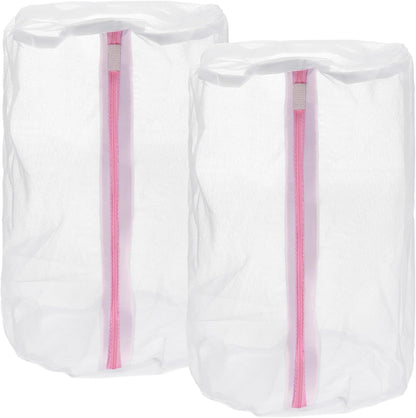uxcell 2Pcs Shoes Washing Bag - 8.7 x 13 Inch Cylinder Fine Mesh Laundry Bags for Washing Machine