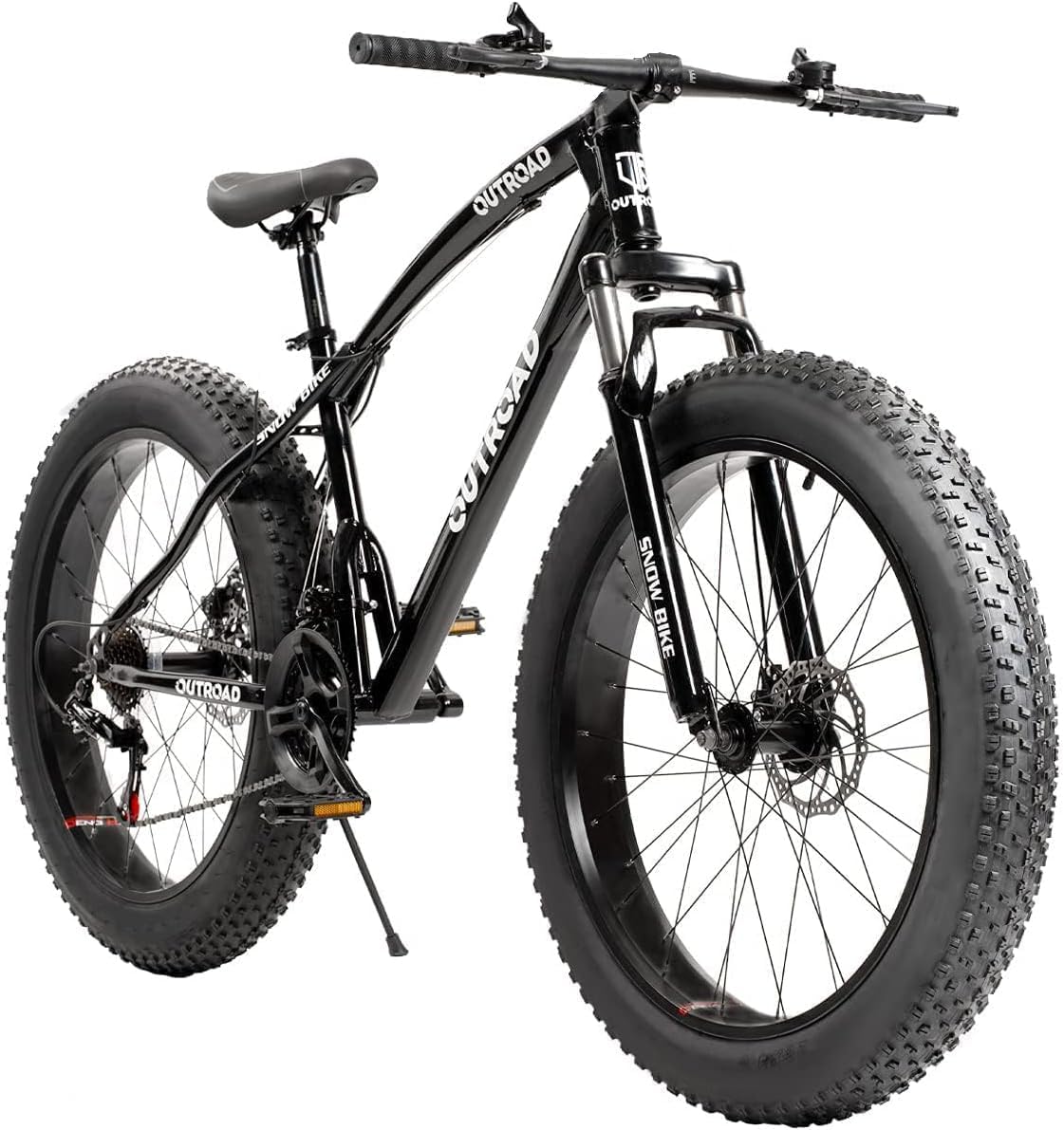MarKnig 26 inch Fat Tire Mountain Bike with 4 inch Knobby Tires, 21 Speed MTB with Dual Disc Brake for Adults, Anti-Slip Bicycle, Black