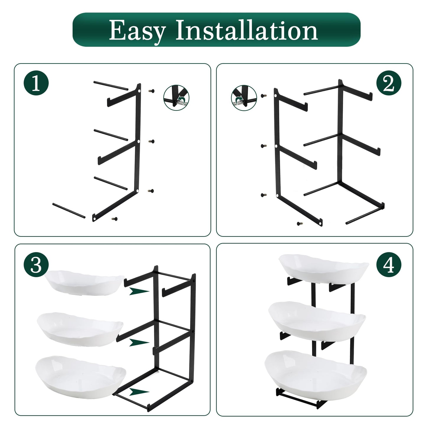 3 Tier Fruit Bowl for Kitchen Counter - Tiered White Fruit Stand, Easy to Assemble & Clean, Sturdy Plastic Fruit Storage Container for Fruits, Vegetables, Snacks, Elegant Serving Bowl for Home & Party