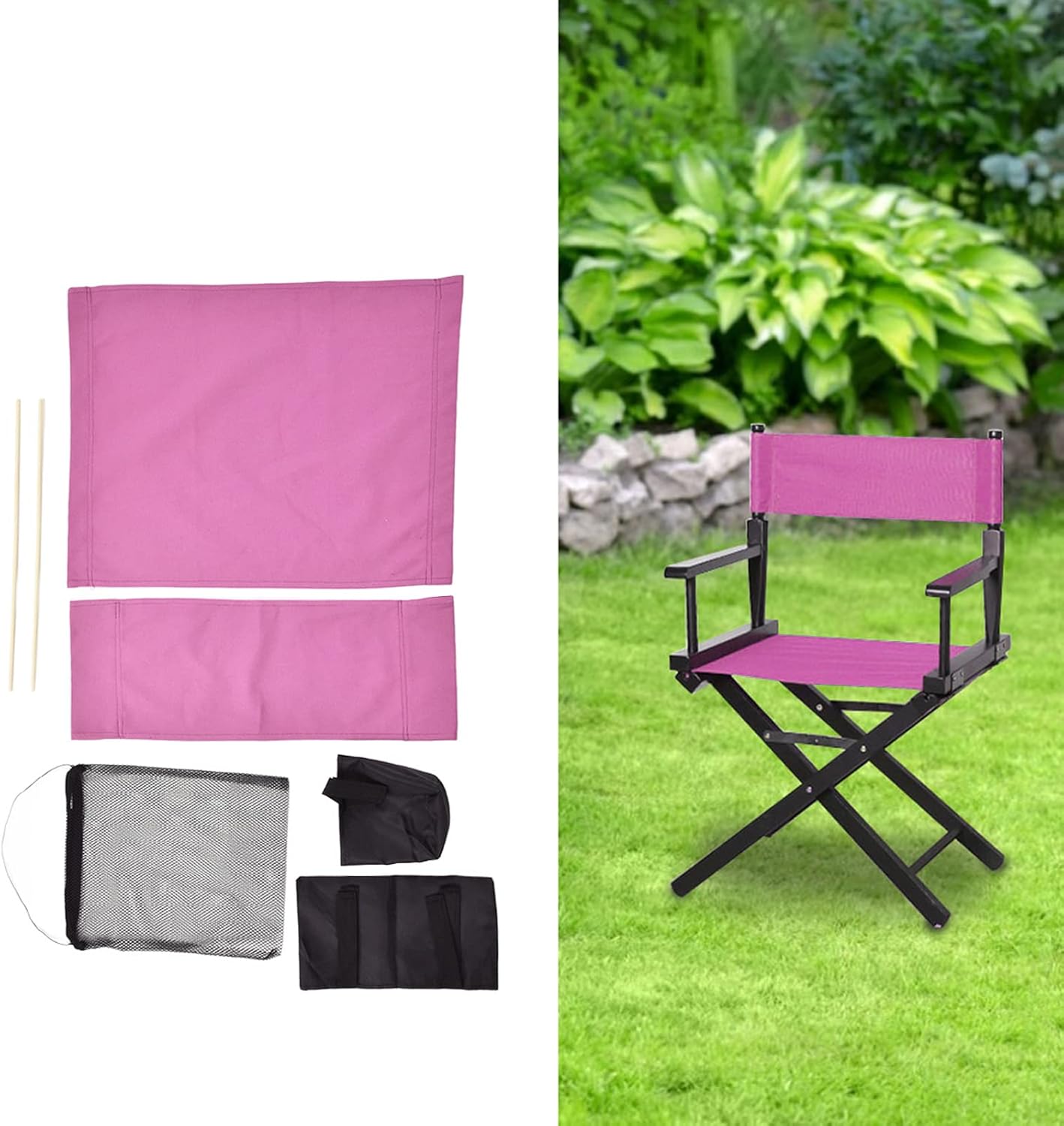 Director Chair Cover - Durable Wear Resistant Canvas Chair Seat for Office, Rose Red