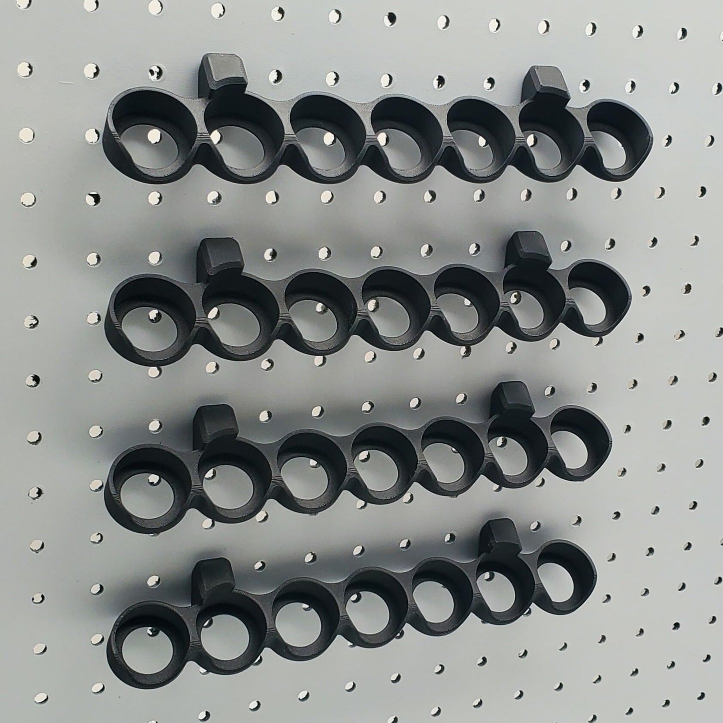 'Just Hanging' 1/4" Pegboard Paint Holder Hook, Compatible with Citadel Paints up to 32.5mm Diameter Pots, Storage for D&D Miniature Crafters (4, Matte Black)
