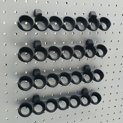 'Just Hanging' 1/4" Pegboard Paint Holder Hook, Compatible with Citadel Paints up to 32.5mm Diameter Pots, Storage for D&D Miniature Crafters (4, Matte Black)