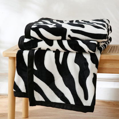 PU MEI Fuzzy Flannel Throw Blanket for Sofa, Couch, Bed, Black and White Zebra Print Blanket Animal - Lightweight Double Sided Cozy Super Soft Blankets, 50" x 60" inches