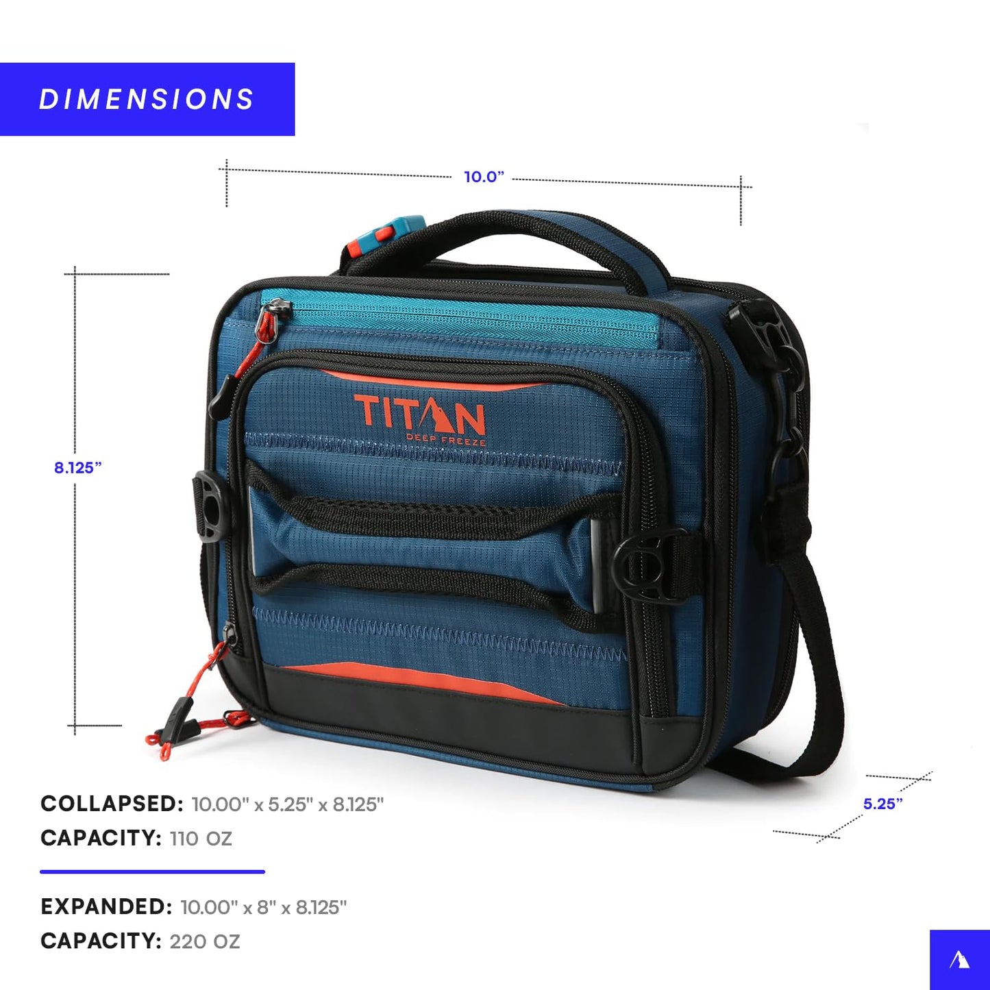 Titan High Performance Fridge Cold Expandable Insulated Lunch Box - Blue