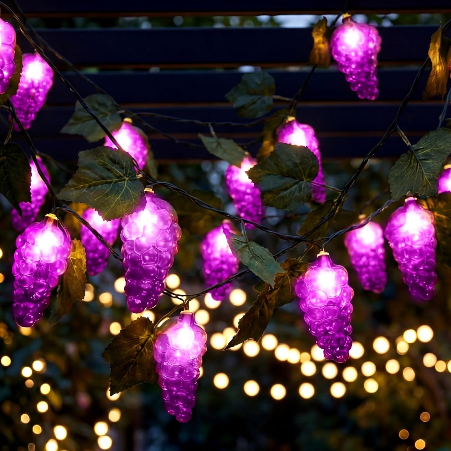 1 3D Summer 9.8ft 20leds Bulbs Baquler Pcs LED Grape String Lights Battery Operated Fruit Light String Grape
