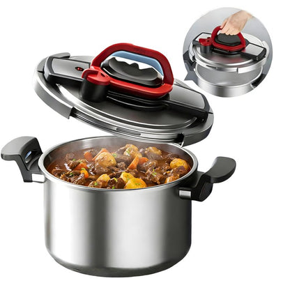 Stovetop 304 Stainless Steel Pressure Cooker, One-hand Easy Handle Lid, 3 PSI Setting, 6 Safety Systems, Dishwasher Safe, Olla de Presion, Works for All Cooktops (8.5 QT)