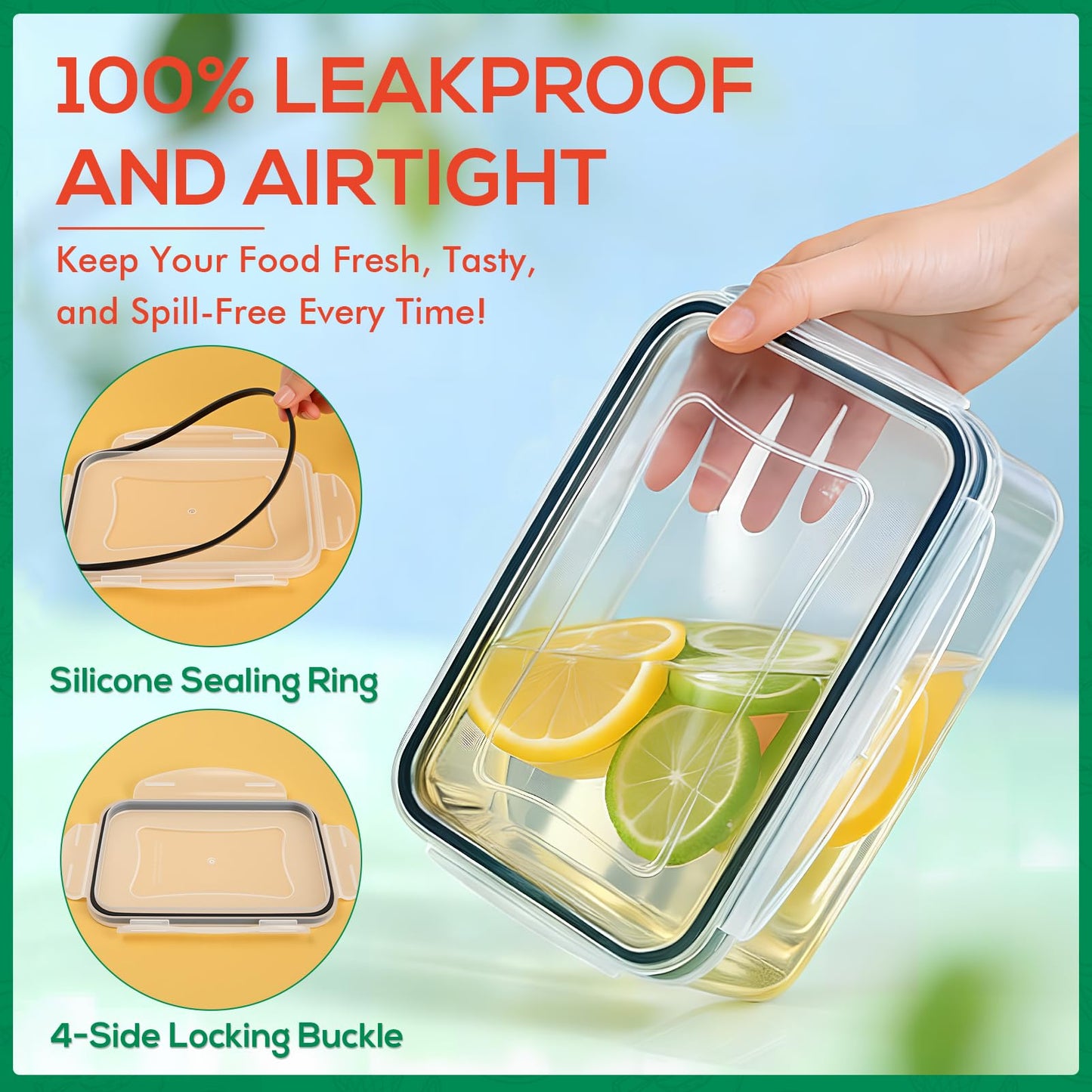 6 Pack Large Food Storage Containers with Lids (85oz/50oz/34oz) –BPA-Free Reusable Thicker Plastic Freezer Safe Storage Containers, Airtight & Leakproof Kitchen Meal Prep Containers for Food