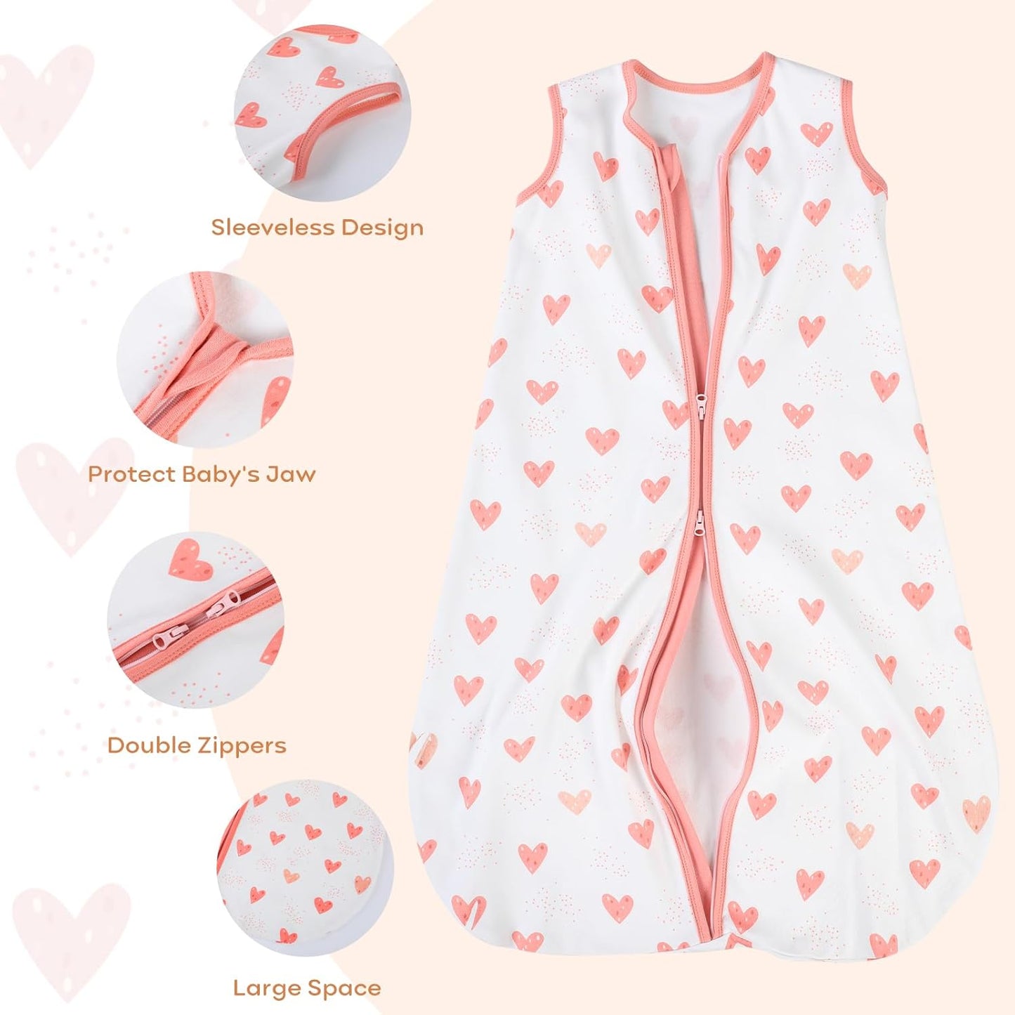 Yoofoss Baby Sleep Sack - 100% Organic Cotton Wearable Blanket for 18-24 Months | Lightweight 2-Way Zipper