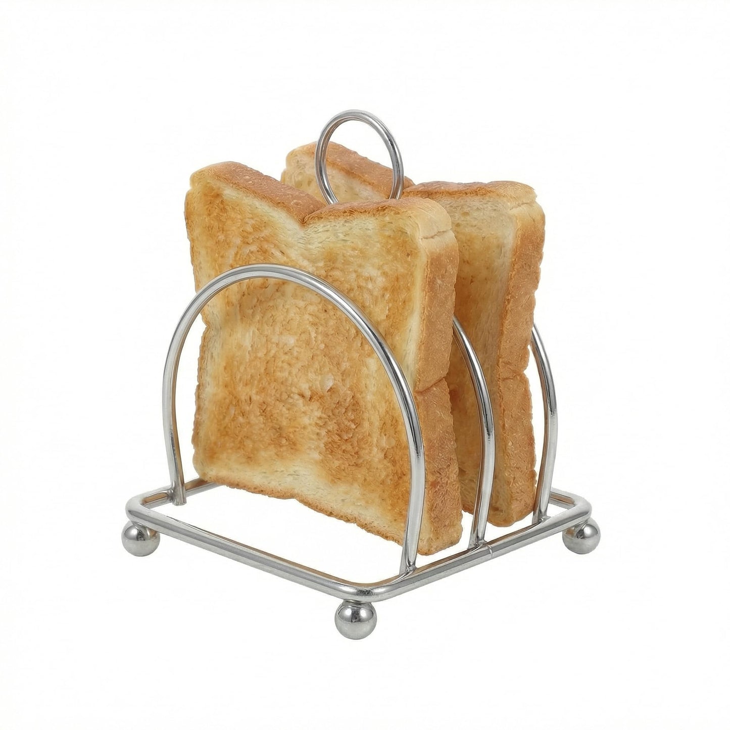Toast Rack, Toast Holder Rack for 2 Slices Bread, Stainless Steel Cooling Stand for Breakfast, Metal Napkin Letter Organizer with Carry Handle, Crunchy Bread Server for Kitchen Dining Table