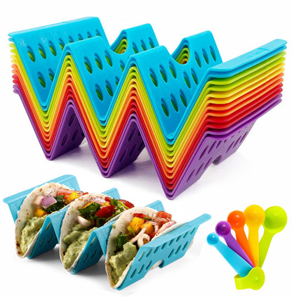 Aofure Taco Holders Set of 12, Taco Bar Serving Set for a Party, Large Taco Trays, Taco Holder Stand for Hard or Soft Taco, Taco Plate, Taco Tuesday Night, Taco Rack