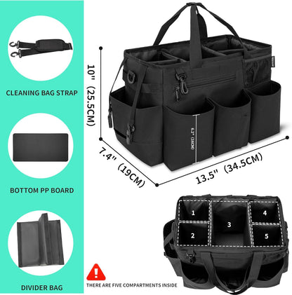 Large Capacity Wearable Cleaning Caddy Bag for Organizing Cleaning Supplies, Tote Bag for Housekeepers