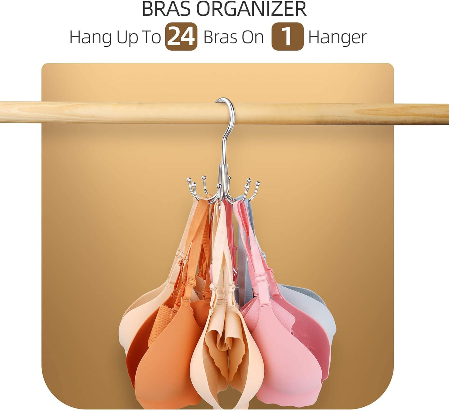 ZEDODIER Belt Hanger 2 Pack, Maximum 24 Storage Capacity, Organizer for Belt, Bra, Tank Top, Tie, Scarf