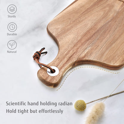 hecef Upgrade Bigger Cheese Board set of 4, a Acacia Wood Cheese Plate and 4 Pcs Knives, Charcuterie Platter Serving Tray for Appetizers, Feast, Housewarming, Cheese Serving