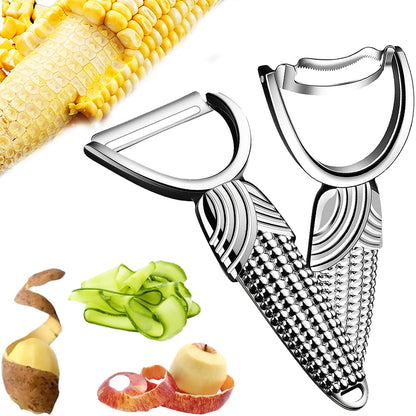 2 Packs Corn Vegetable Peelers for Kitchen,Durable Non-slip Handle Corn Cob Stripper Tool,Dishwasher Safe Kitchen Gadgets,Stainless Steel Sharp Peelers for Veggie,Fruit,Potato,Julienne,Carrot, Apple