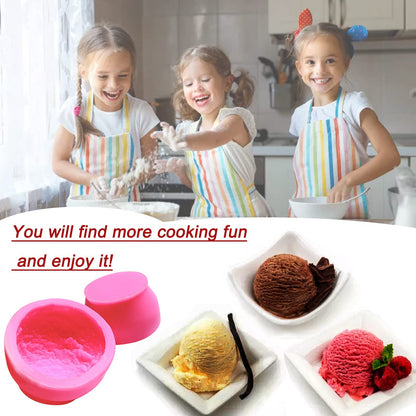 3D Ice Cream Ball Shaped Silicone Molds - Cookie & Pastry Mold for Wedding Cake, Chocolate Dessert Decor, DIY Candle & Soap Crafts, 4PCS