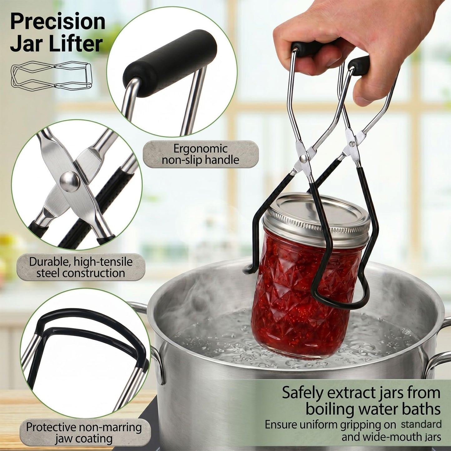 Canning Supplies Starter Kit Canner Tools for Water Bath and Pressure Canning Utensil Set includes Jar Lifter, Tongs, Funnel, Wrench, Lid Lifter for Beginners