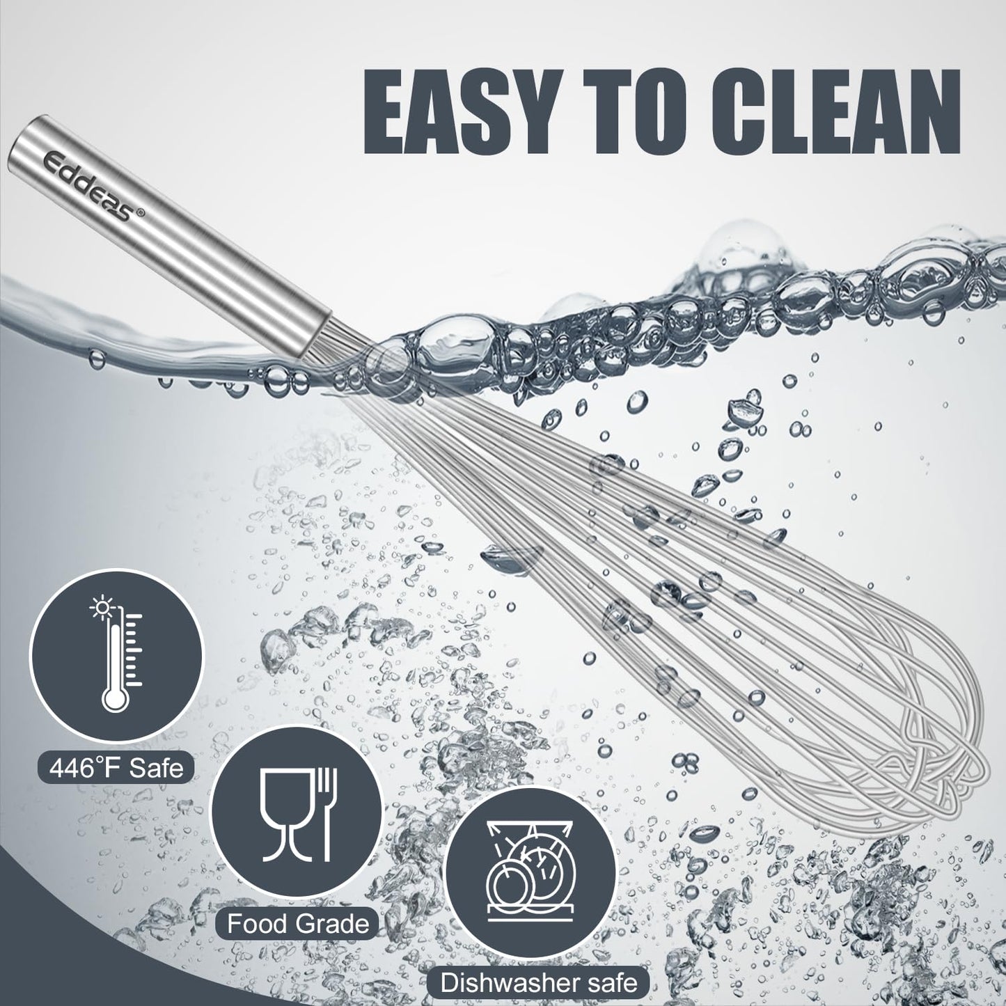 Eddeas 17in Large Whisk,Heavy Duty whisk, Stainless Steel whisk Suitable for Mixing Thick batter, Dry Ingredients and Seasonings.Accessories for professional commercial kitchens.